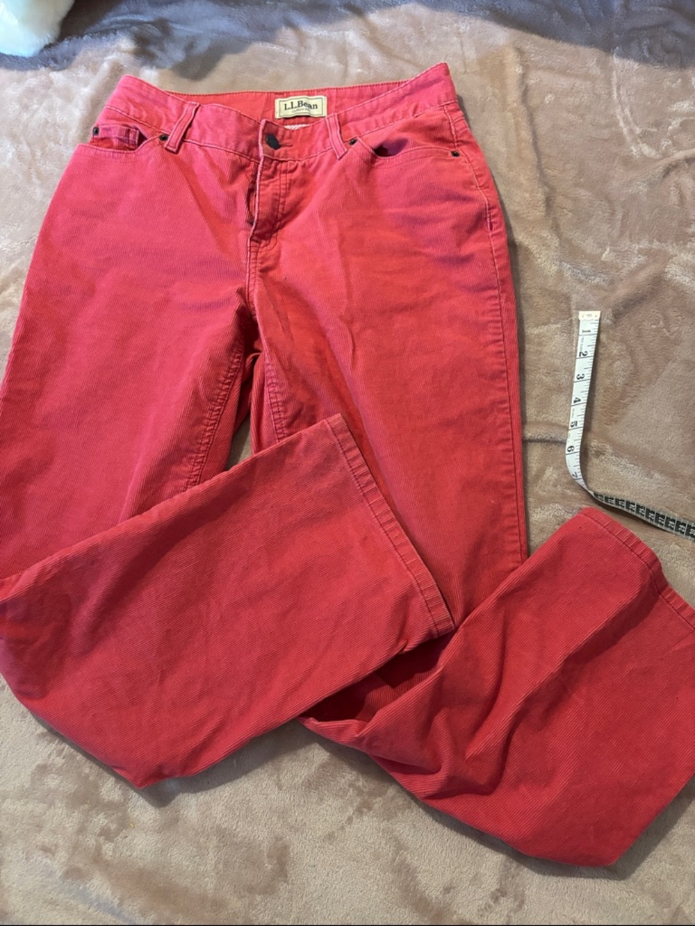 L.L. Bean Women's Red Straight-Leg Corduroy Jeans
